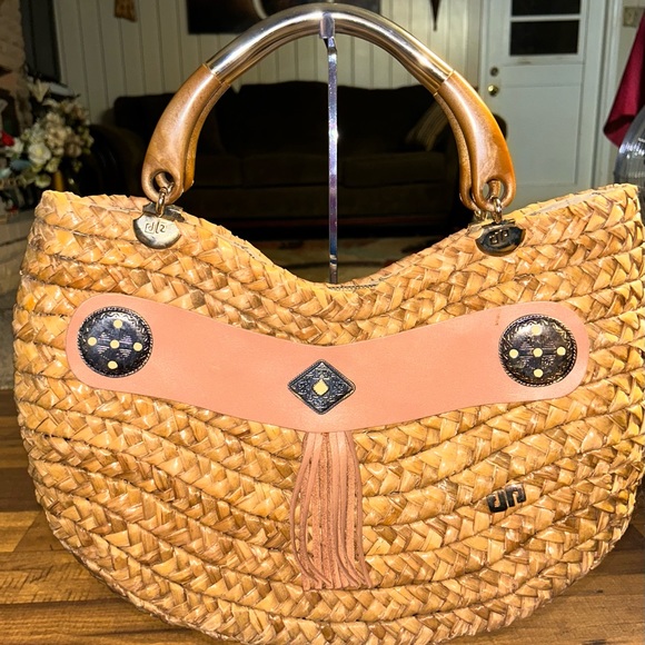 Pier Giorgio • Vintage • Brown • Wicker •  Bamboo Straw • Handbag - Picture 5 of 16